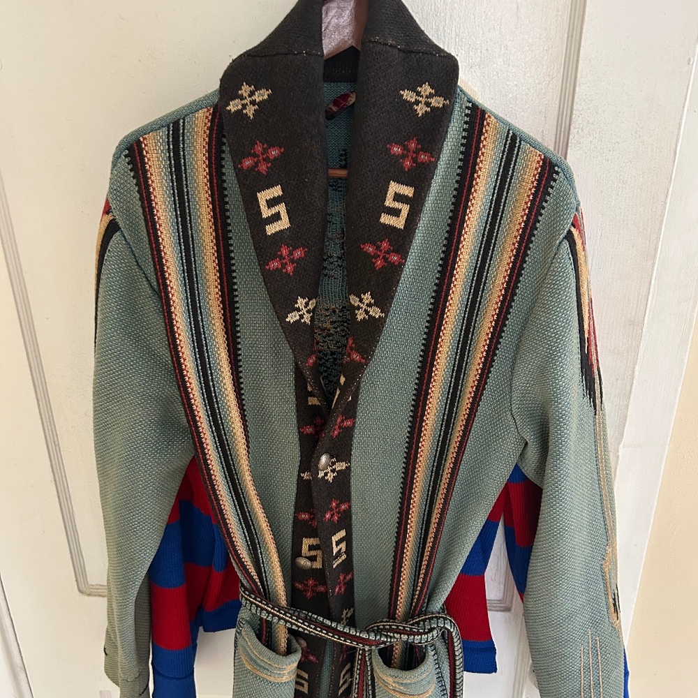 RRL Ralph Lauren Double RL southwestern shawl collar sweater men size Large L